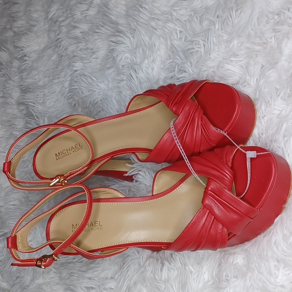 MICHAEL KORS Red Platform High Heel Open Toe Sandals SZ 10M - Picture 7 of 16